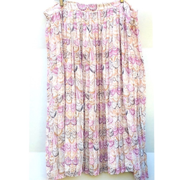 ModCloth pleated seashell print midi skirt 2X - Picture 2 of 8